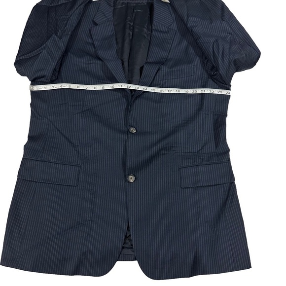 Hugo Boss Pasini/Movie2 Navy Pinstripe 2 Button Suit Jacket Sz 46 Long Wool Luxe - Picture 13 of 16